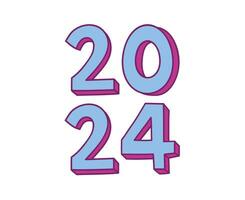 2024 feliz Novo ano abstrato ciano e roxa gráfico Projeto vetor logotipo símbolo ilustração