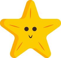 uma cinco pontas amarelo desenho animado Estrela sorridente vetor ou cor ilustração