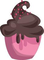 Rosa sorvete copo com chocolate sorvete e Rosa granulados em topo vetor ilustração em branco fundo.