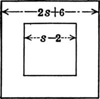 oco quadrado com dimensões do 2s6 e s-2 vintage ilustração. vetor