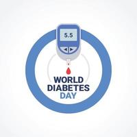 comemoração do banner do dia mundial do diabetes, 14 de novembro, mês de conscientização vetor