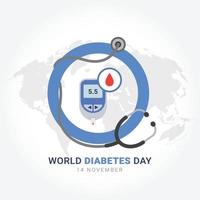 comemoração do banner do dia mundial do diabetes, 14 de novembro, mês de conscientização vetor