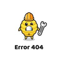 erro 404 com a mascote fofa da colmeia de abelhas vetor