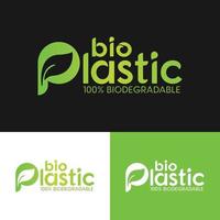 modelo de design de logotipo de tipografia bio plástico biodegradável vetor