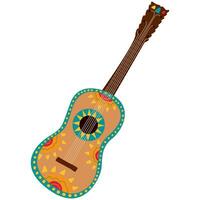 mexicano guitarra. tradicional hispânico música instrumento com enfeite e padronizar. vetor