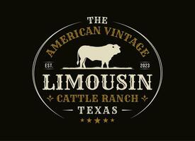 vintage limusine gado rancho gado emblema rótulo logotipo Projeto vetor
