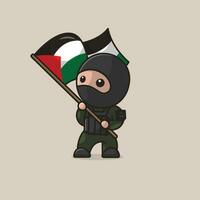 fofa palestino lutador com bandeira desenho animado vetor ilustração liberdade Palestina conceito ícone isolado