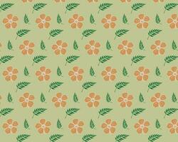 vintage laranja flores e verde folhas em bege fundo vetor