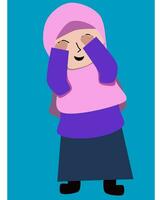 menina dentro hijab fechamento dela olhos, criança dentro hijab jogando ocultar e procurar, menina dentro hijab fofa vetor