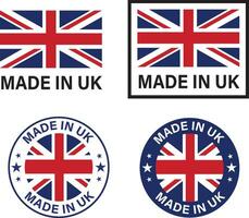conjunto do fez dentro Reino Unido selo, produtos tag rótulo placa. fez dentro Reino Unido carimbo adesivo. plano estilo. vetor