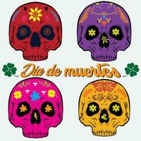 plano crânio ilustração, mexicano crânio linha arte, dia do a morto crânio, dia do a morto celebração crânio, mexicano tradição. vetor