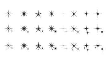 espumante estrelas composição. brilhando Preto Estrela estêncil, isolando vários espumante elementos. céu objetos, piscando vetor placa clipart coleção do diferente Natal flocos de neve