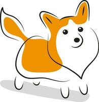 fofa simples estilizado corgi cachorro linha rabisco ícone em branco desenho animado Pembroke galês corgi vetor ilustração