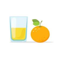 copo de suco fresco e uma laranja. ilustração vetorial em estilo simples vetor