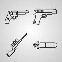 conjunto de ícones simples de ícones de linha relacionados a armas vetor