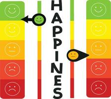 felicidade nível indicador com emoji face e 5 cor níveis vetor