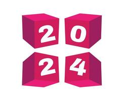 2024 feliz Novo ano abstrato Rosa e branco gráfico Projeto vetor logotipo símbolo ilustração