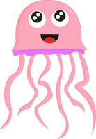 uma rindo cor de rosa desenho animado medusa vetor ou cor ilustração