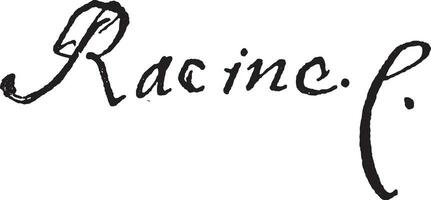 assinatura do brim racine 1639-1699, vintage gravação. vetor