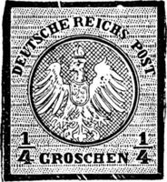 Alemanha 1 e quarto groschen carimbo dentro 1871, vintage ilustração. vetor