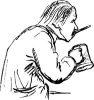 homem comendo, vintage ilustração vetor