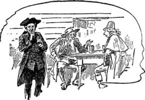 três homens conversando, vintage ilustração vetor