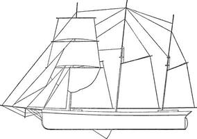 vento alimentado barco a vela, vintage ilustração. vetor