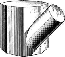 interseção prisma e cilindro vintage ilustração. vetor