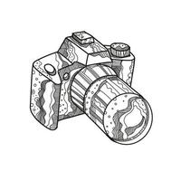 arte do doodle da câmera dslr vetor