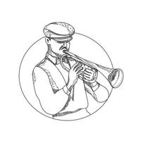 músico de jazz tocando trompete doodle arte vetor