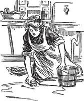 lavando a chão, vintage ilustração vetor