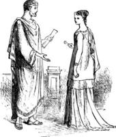 homem e mulher dentro romano roupas vintage ilustração. vetor