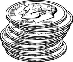 pilhas do moedas vintage ilustração. vetor