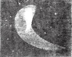 telescópico Visão do Halley cometa, Como isto apareceu em nov. 5, 1835, vintage gravação. vetor