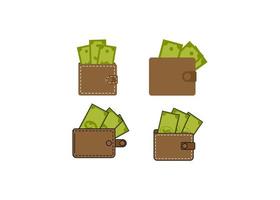 ilustração de modelo de conjunto de ícones de carteira de dinheiro isolada vetor