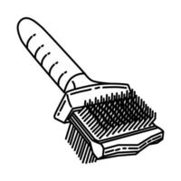 ícone de escova de pente para desembaraçar pêlos de animais de estimação. doodle desenhado à mão ou estilo de ícone de contorno vetor