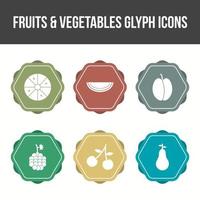 conjunto exclusivo de ícones de vetor de frutas e vegetais