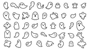 simples ícone ou silhuetas do dia das Bruxas fantasma em branco fundo. vetor ilustração editável.