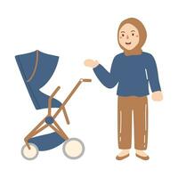 mães caminhando com carrinhos de bebê ilustração vetor