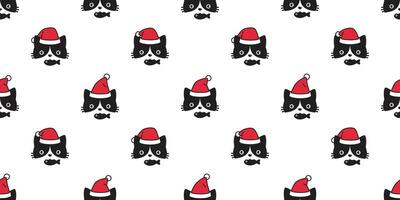 gato desatado padronizar Natal vetor santa claus chapéu gatinho cabeça desenho animado cachecol isolado repetir papel de parede telha fundo rabisco ilustração Projeto