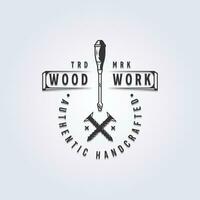 Chave de fenda e parafuso ferramenta logotipo vetor para carpintaria ícone símbolo ilustração Projeto