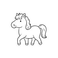 cartão cavalo, Preto e branco ilustração, e coloração página em uma branco fundo. linha desenhando estilo vetor