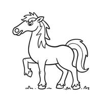 cartão cavalo, Preto e branco ilustração, e coloração página em uma branco fundo. linha desenhando estilo vetor