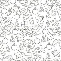 padrão na mão desenhar estilo. padrão de vetor sem costura com estrelas, decorações para árvores de Natal. pode ser usado para tecido, embalagem, embrulho e etc.