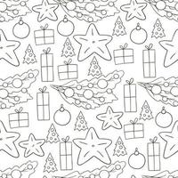 padrão na mão desenhar estilo. padrão de vetor sem costura com estrelas, decorações para árvores de Natal. pode ser usado para tecido, embalagem, embrulho e etc.