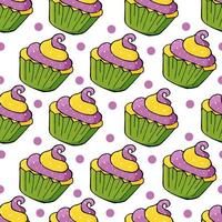 ilustração vetorial. padrão sem emenda com bolos doces. muffins fofos, cupcakes vetor