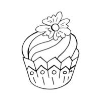 Ilustração vetorial para seu design. ícone brilhante de cupcake, muffin na mão desenhar o estilo vetor