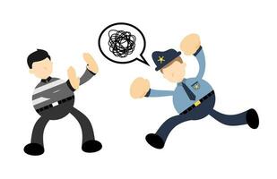 polícia Bravo assaltante ladrao desenho animado rabisco plano Projeto estilo vetor ilustração