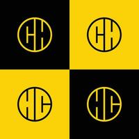 simples CH e hc carta círculo logotipo definir, adequado para o negócio com CH ou hc inicial vetor