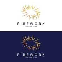 fogo de artifício logotipo, simples linha modelo Projeto Novo ano celebração dia ilustração, modelo vetor